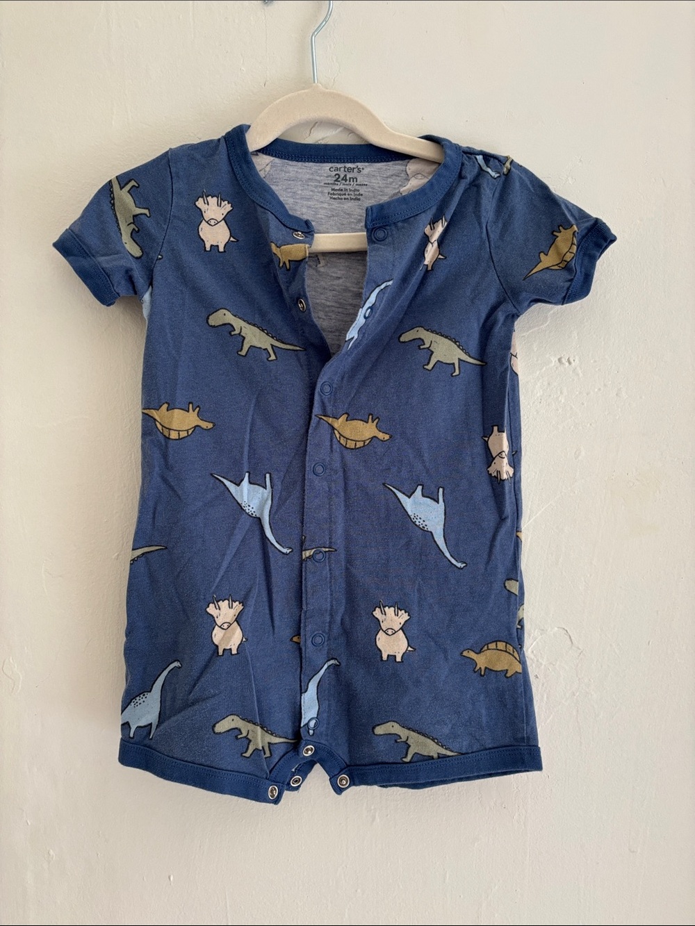 Carter's Navy Blue Dinosaur Short Sleeve Romper